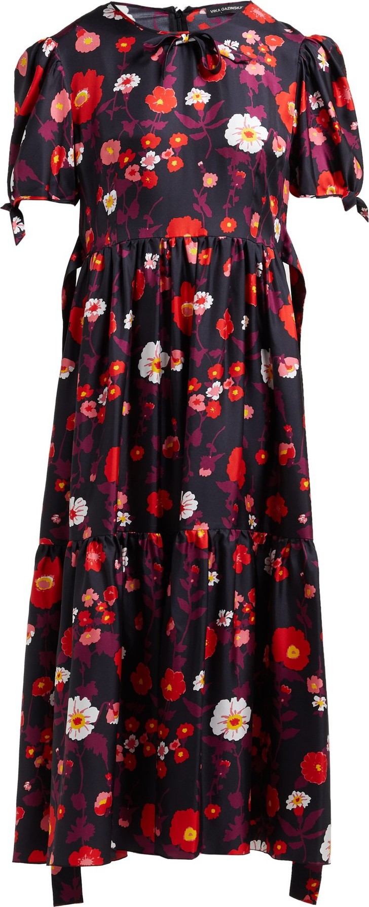 Vika Gazinskaya Floral-print silk-satin dress