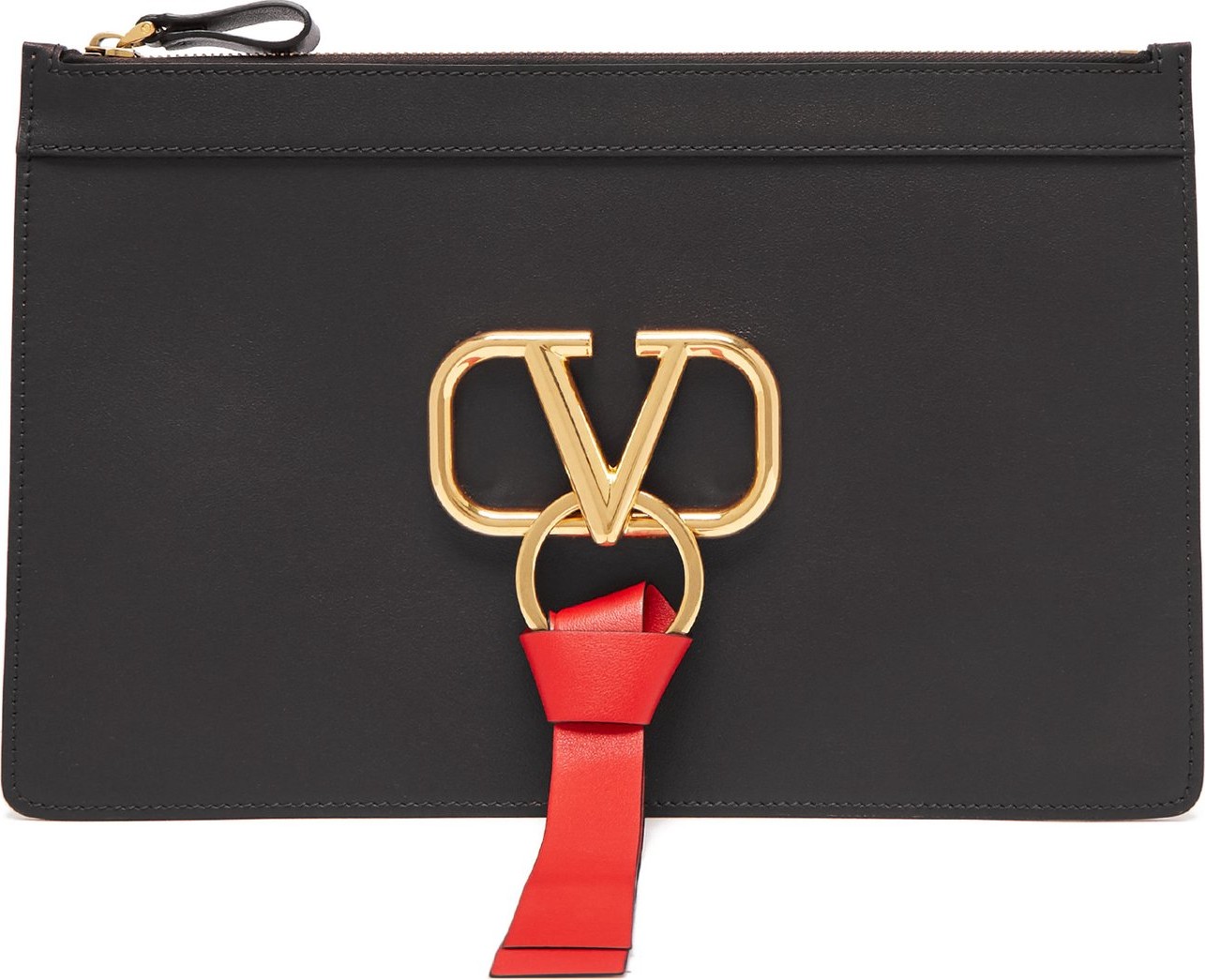 Valentino V-Ring leather pouch