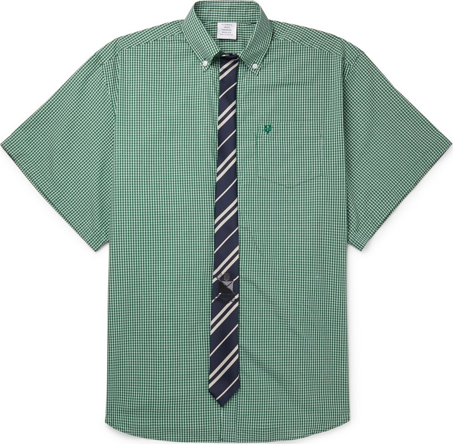 Vetements Oversized Tie-Trimmed Checked Cotton Shirt