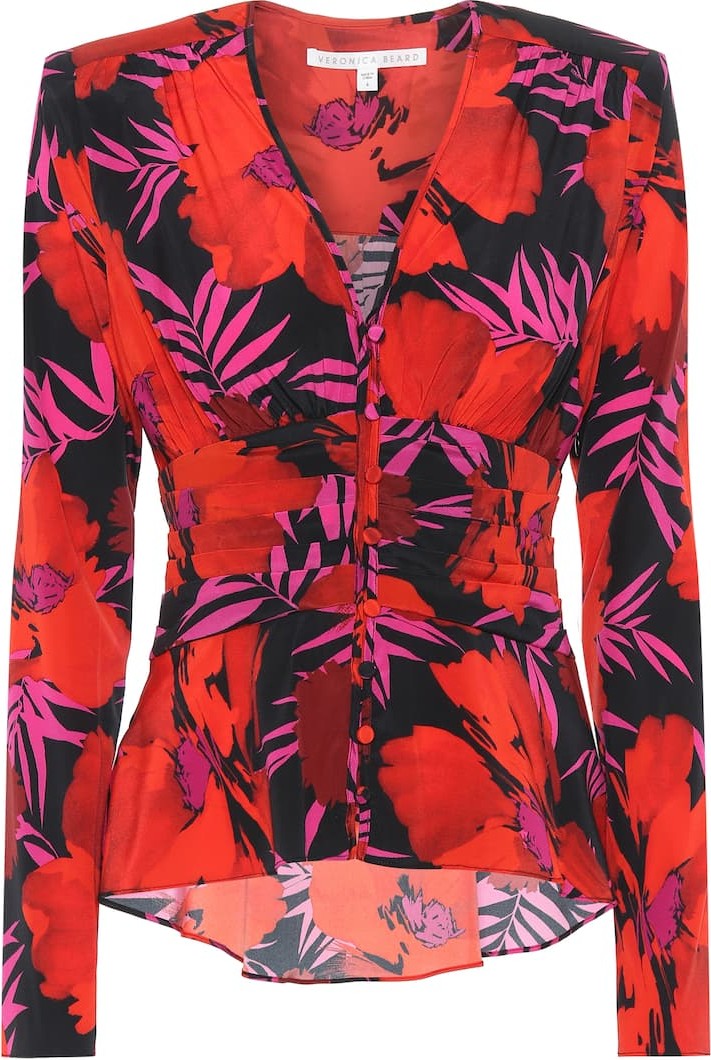 Veronica Beard Pevero floral stretch-silk top
