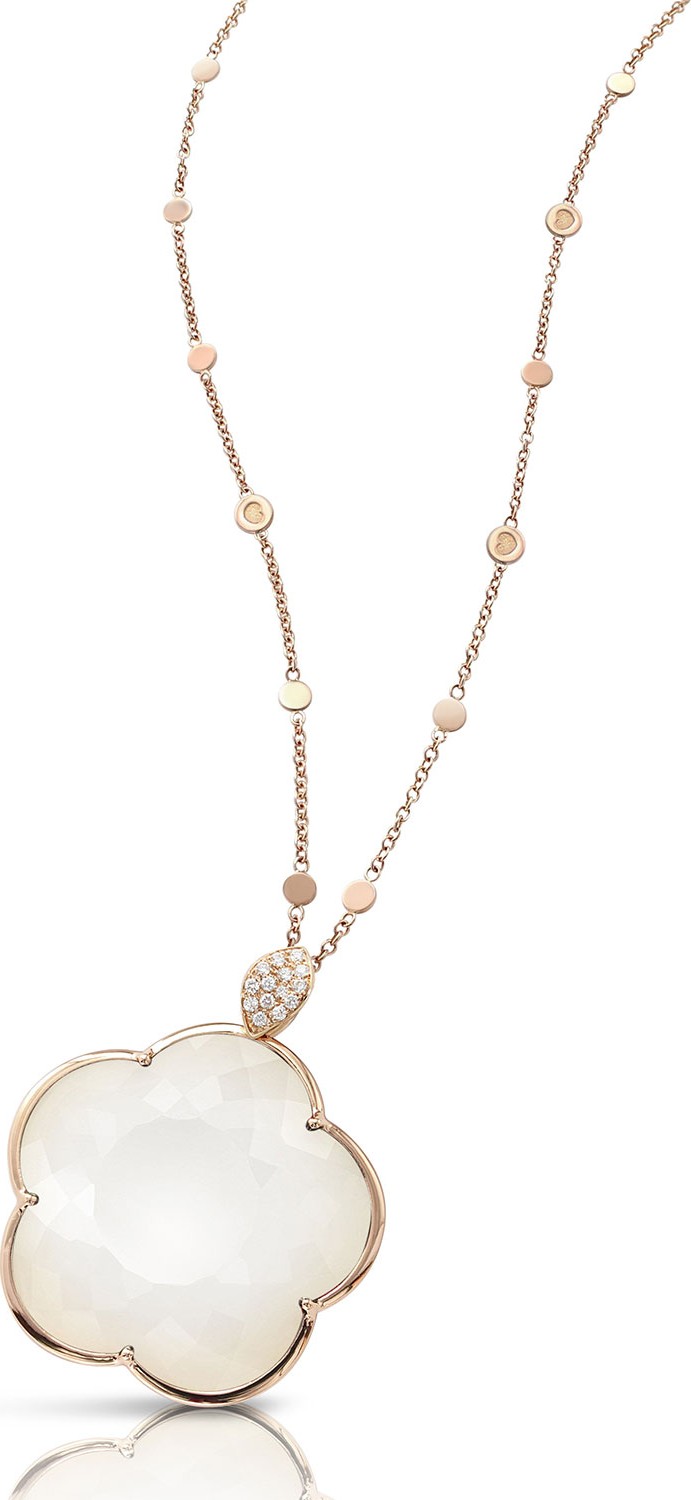 Pasquale Bruni Bon Ton 18k Rose Gold White Agate & Diamond Necklace