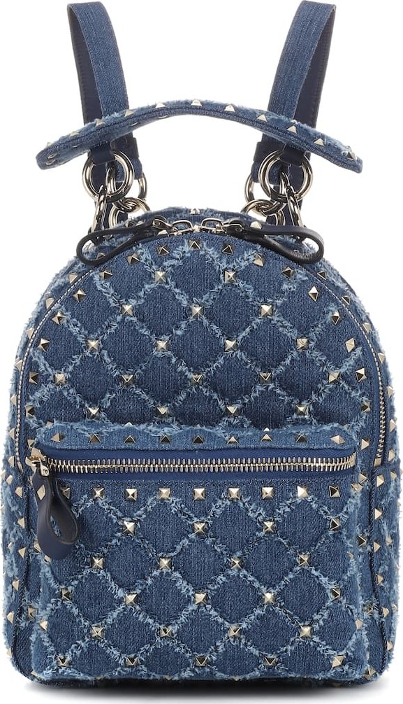 Valentino Valentino Garavani Rockstud Spike Mini denim backpack