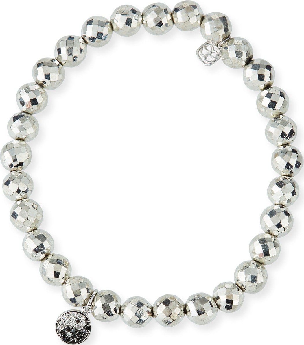 Sydney Evan Pyrite Bead Bracelet w/ 14k Yin Yang Charm