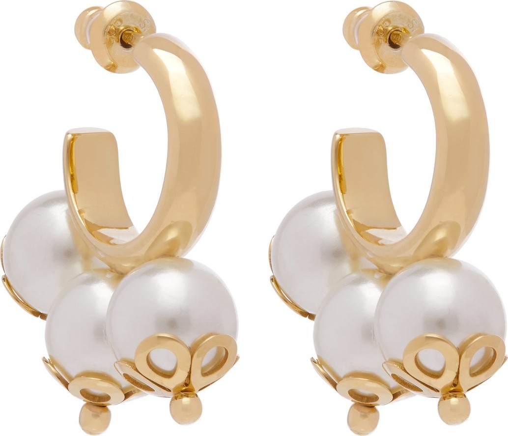 Simone Rocha Ornate triple-pearl hoop earrings