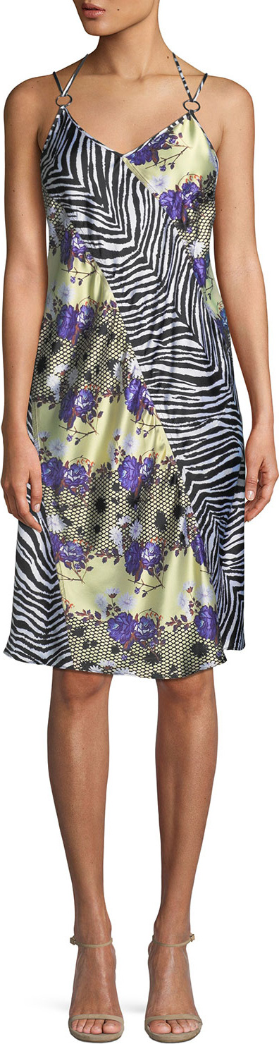 Opening Ceremony Sleeveless Floral Zebra Silk Dress