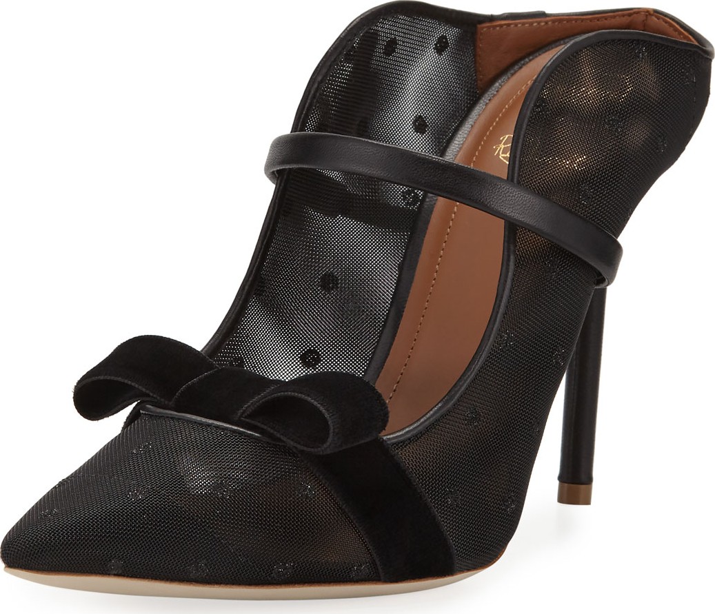 Malone Souliers Marguerite Luwolt Dotted Mesh Slide Mules