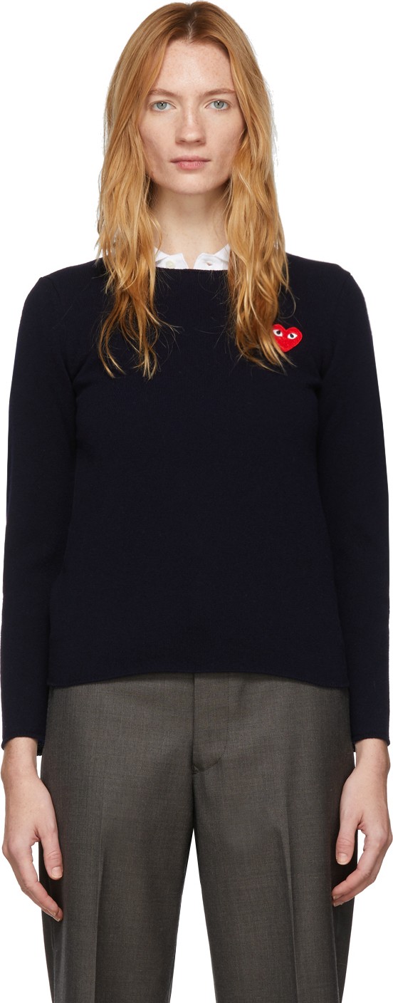 Comme Des Garcons PLAY Navy Heart Patch Sweater