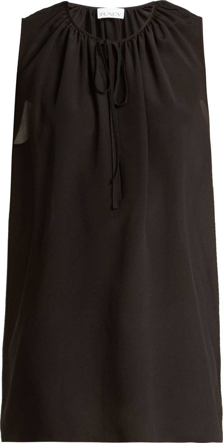 Raey Gathered silk sleeveless smock top