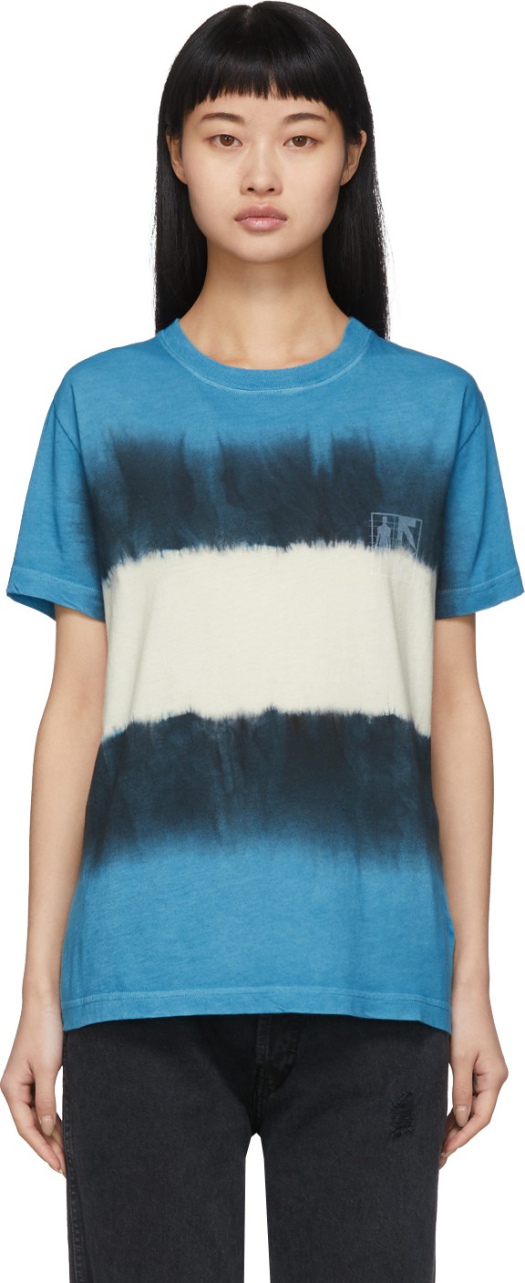 Off White Blue & White Tie-Dye Skinny Arrows T-Shirt