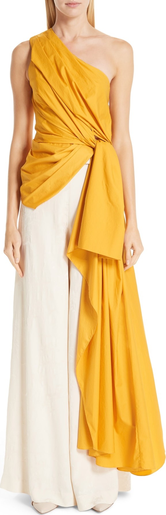 Johanna Ortiz One-Shoulder Asymmetrical Stretch Poplin Top