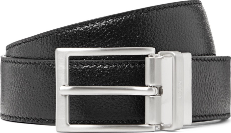 Tod's 3.5cm Black and Midnight-Blue Reversible Full-Grain Leather Belt