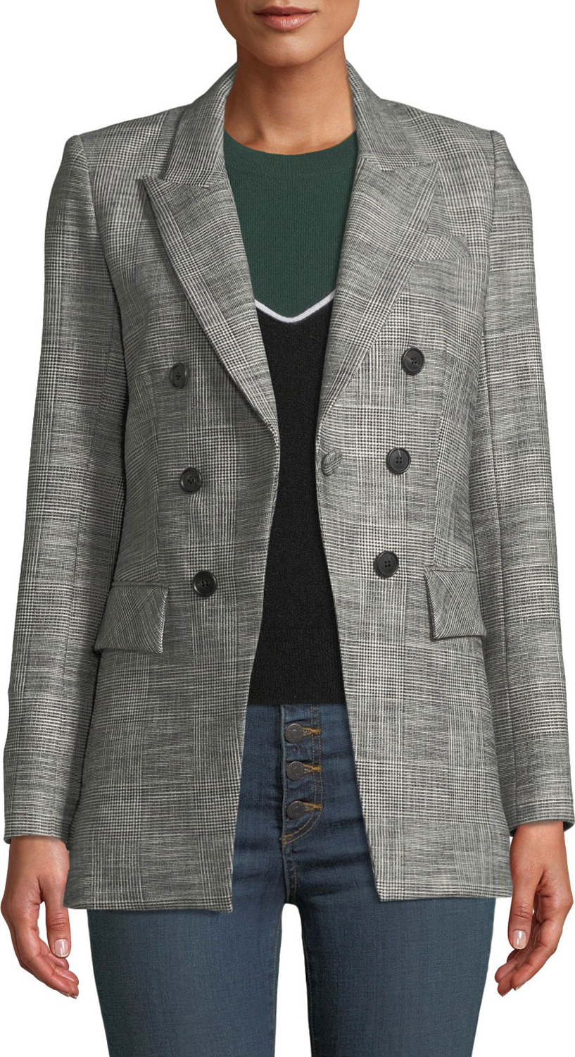 Veronica Beard Fortuna Check Single-Button Dickey Jacket