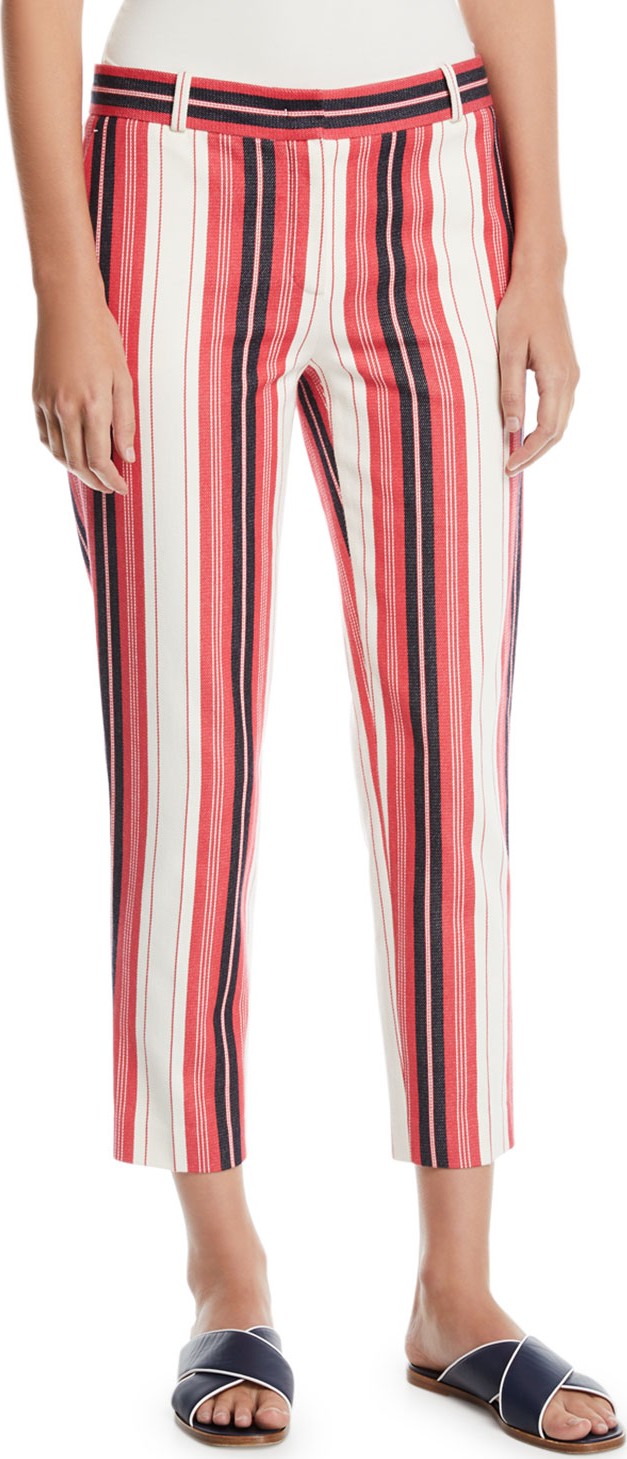 Loro Piana Striped Cotton Skinny Cropped Pants