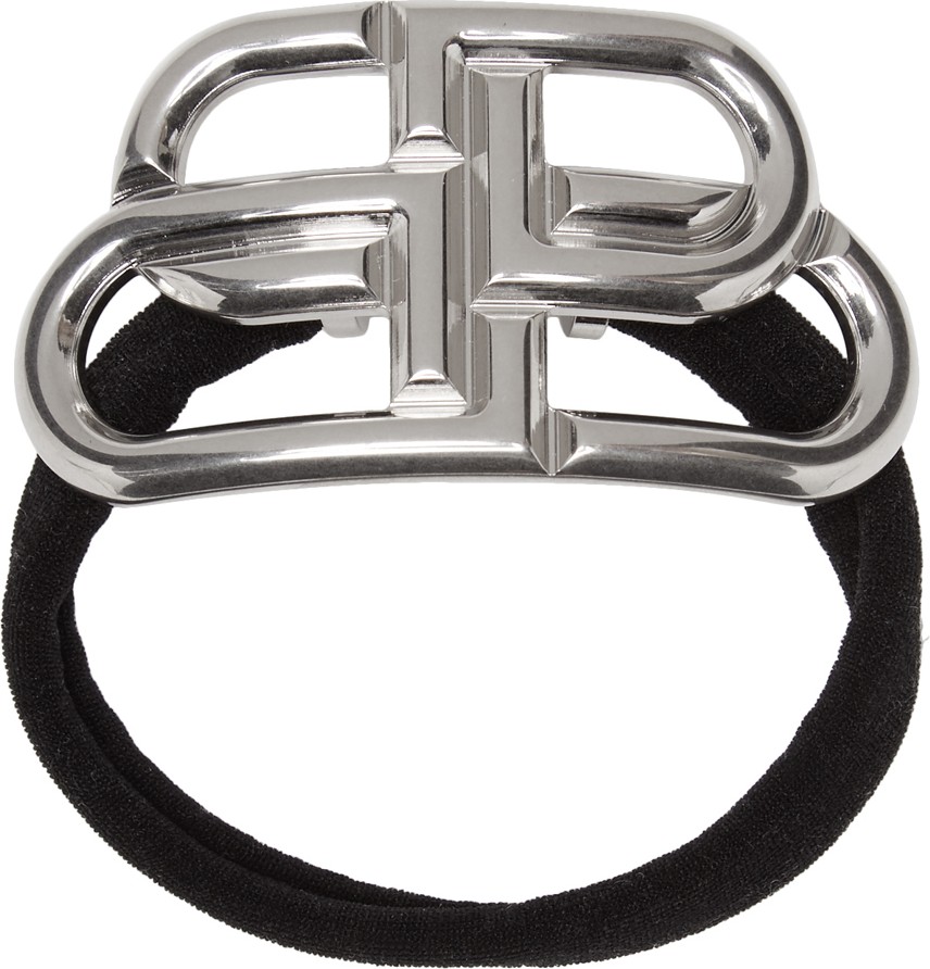 Balenciaga Silver BB Hair Tie