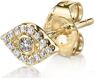 Sydney Evan Single Mini Bezel Evil Eye Stud with Diamonds