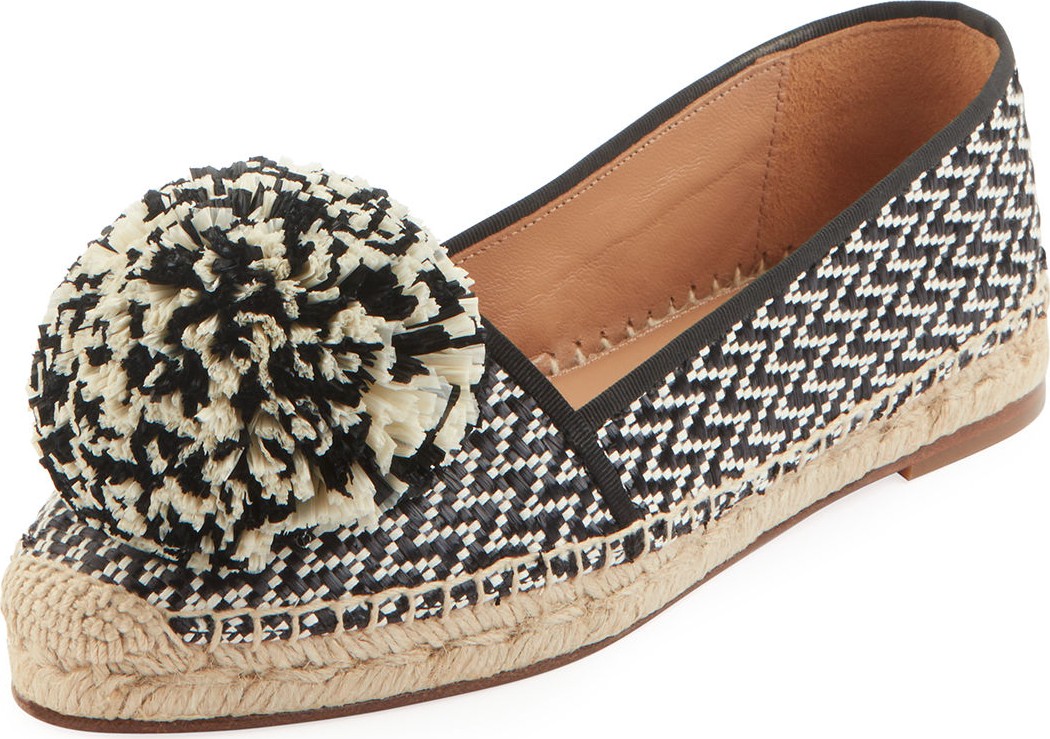 Aquazzura Raffia Puff Flat Espadrilles