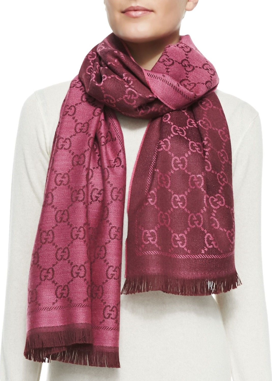 Gucci GG Stencil Scarf  Magenta