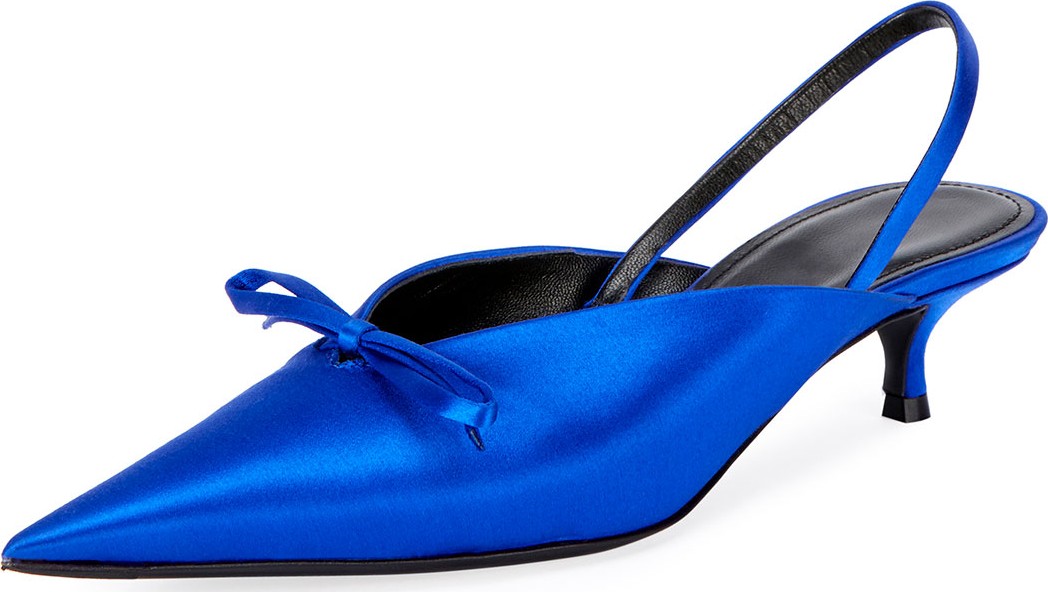 Balenciaga Satin Pointed-Toe Slide Mule