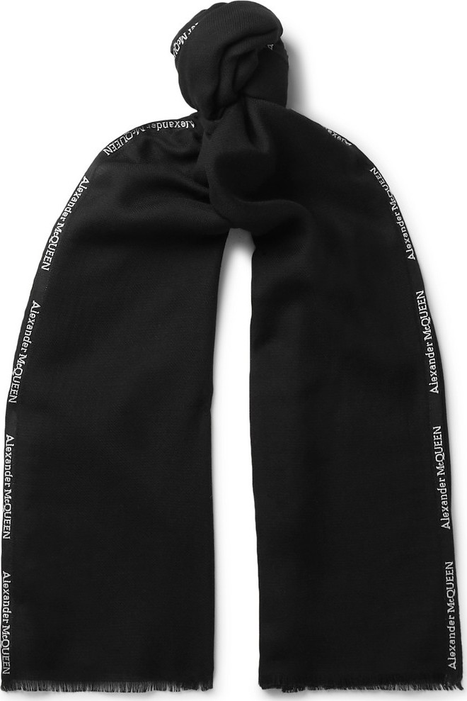 Alexander McQueen Logo-Trimmed Cashmere and Silk-Blend Scarf
