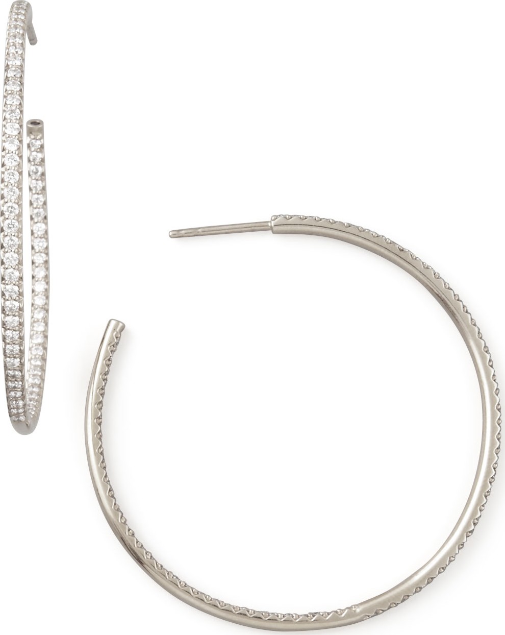Roberto Coin 45mm White Gold Diamond Hoop Earrings, 1.4ct