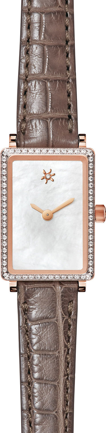 Gomelsky Shirley 26mm Alligator Strap Watch with Diamond Bezel