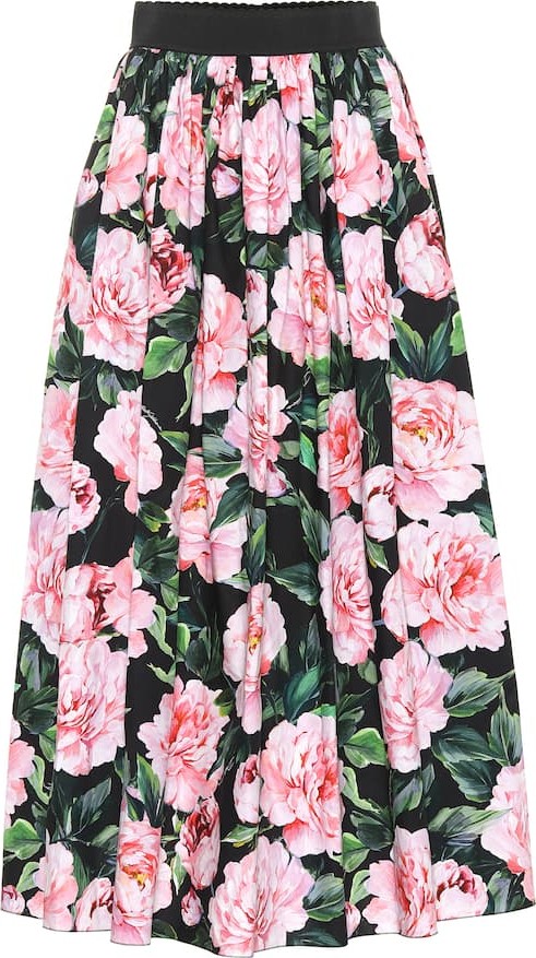 Dolce & Gabbana Floral cotton poplin skirt