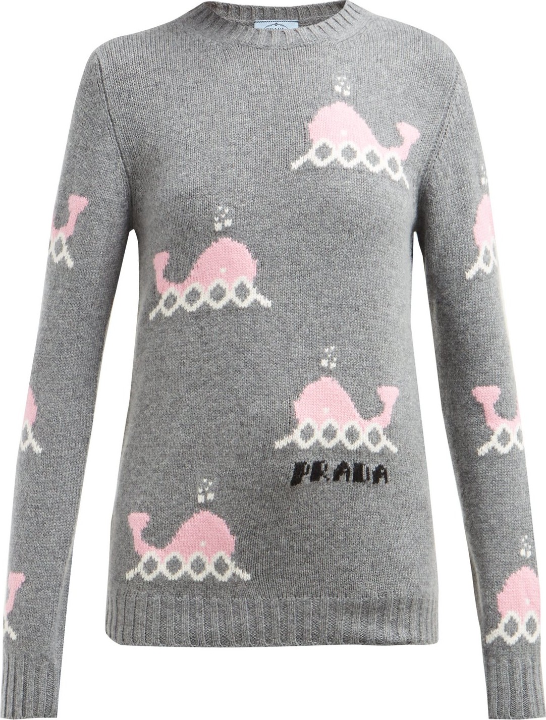 Prada Whale-intarsia wool and cashmere-blend sweater