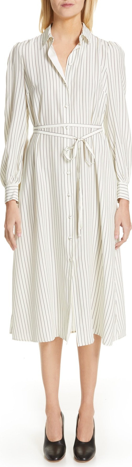 Co Stripe Satin Shirtdress