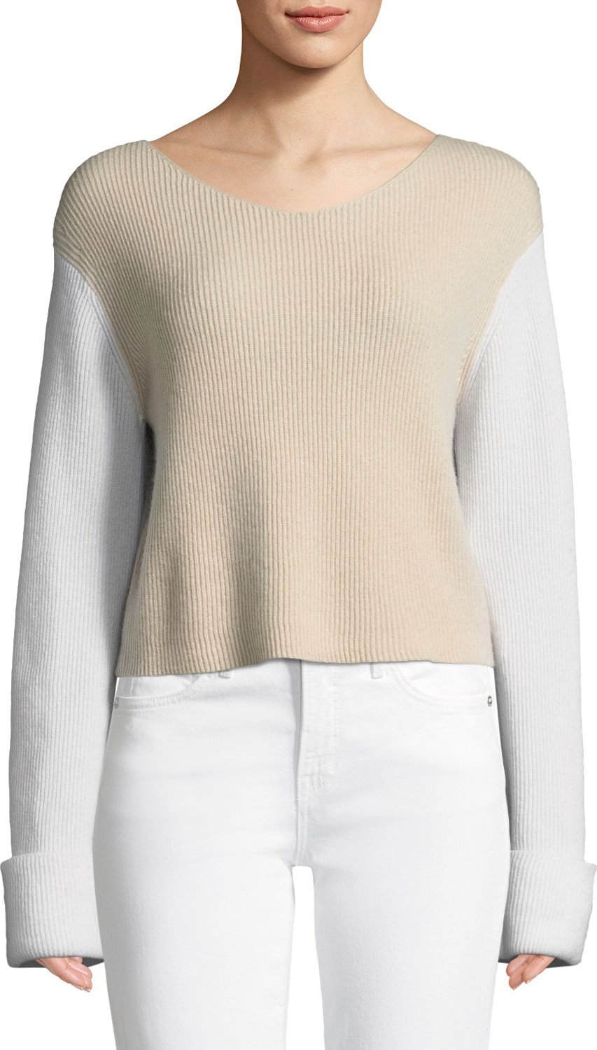 Vince Colorblock Cashmere Pullover Top