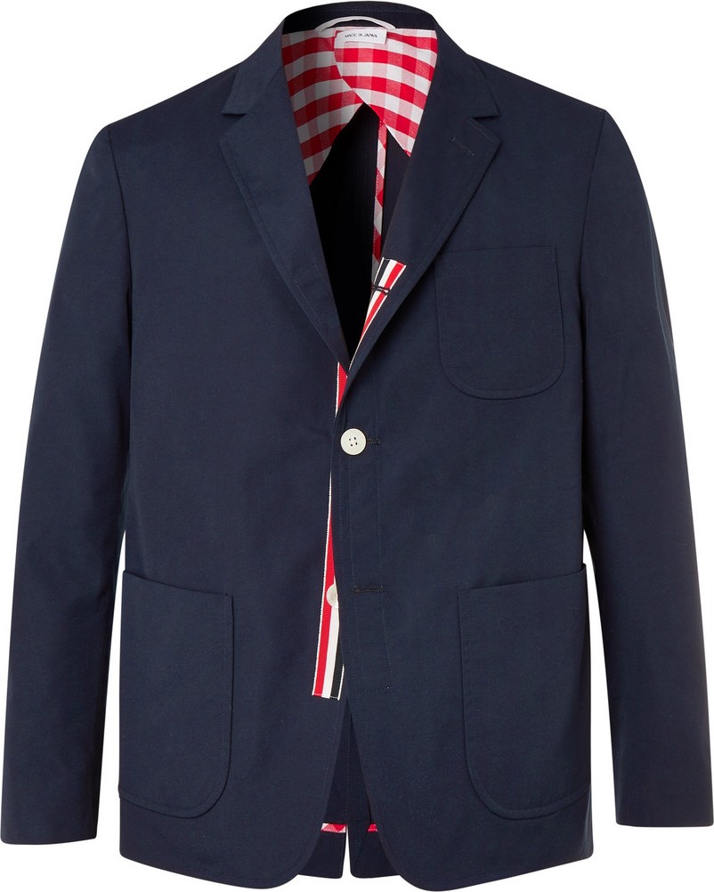Thom Browne Navy Slim-Fit Unstructured Canvas Suit Jacket