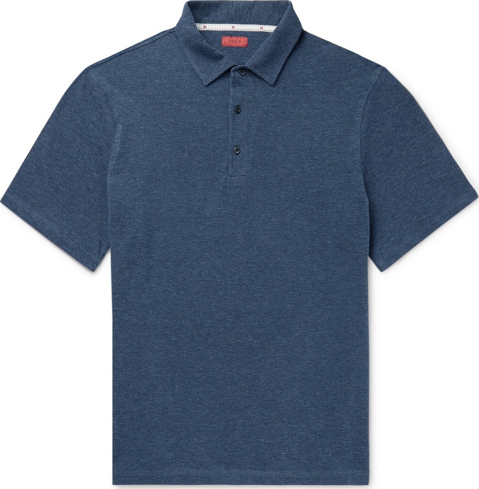 Isaia Slim-Fit Mélange Cotton-Piqué Polo Shirt