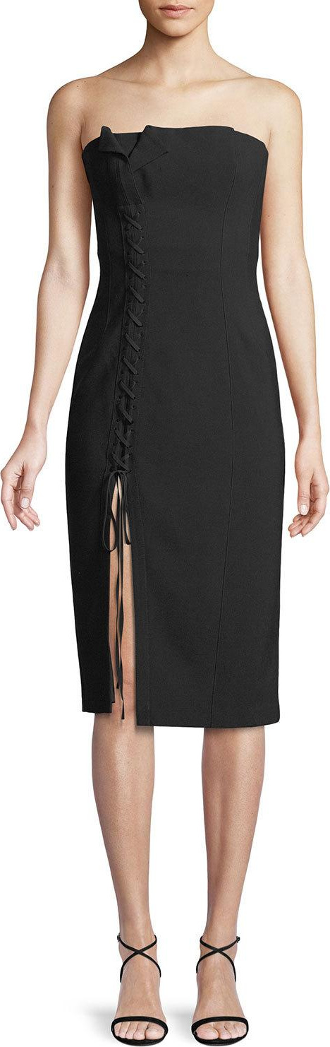 Cinq A Sept Charlotte Strapless Lace-Up Midi Dress