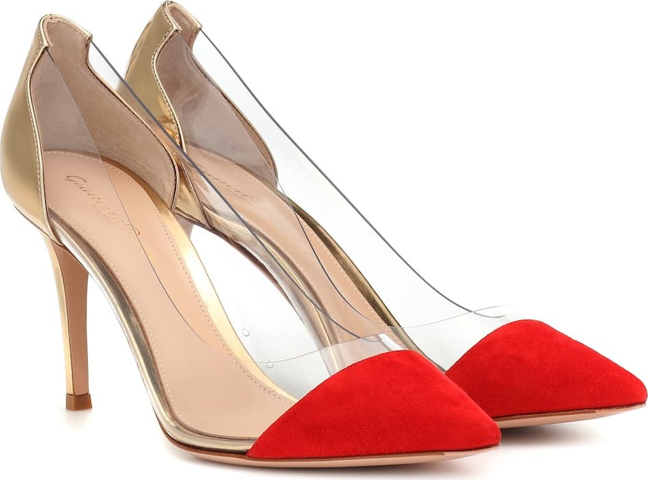 Gianvito Rossi Plexi suede and leather pumps