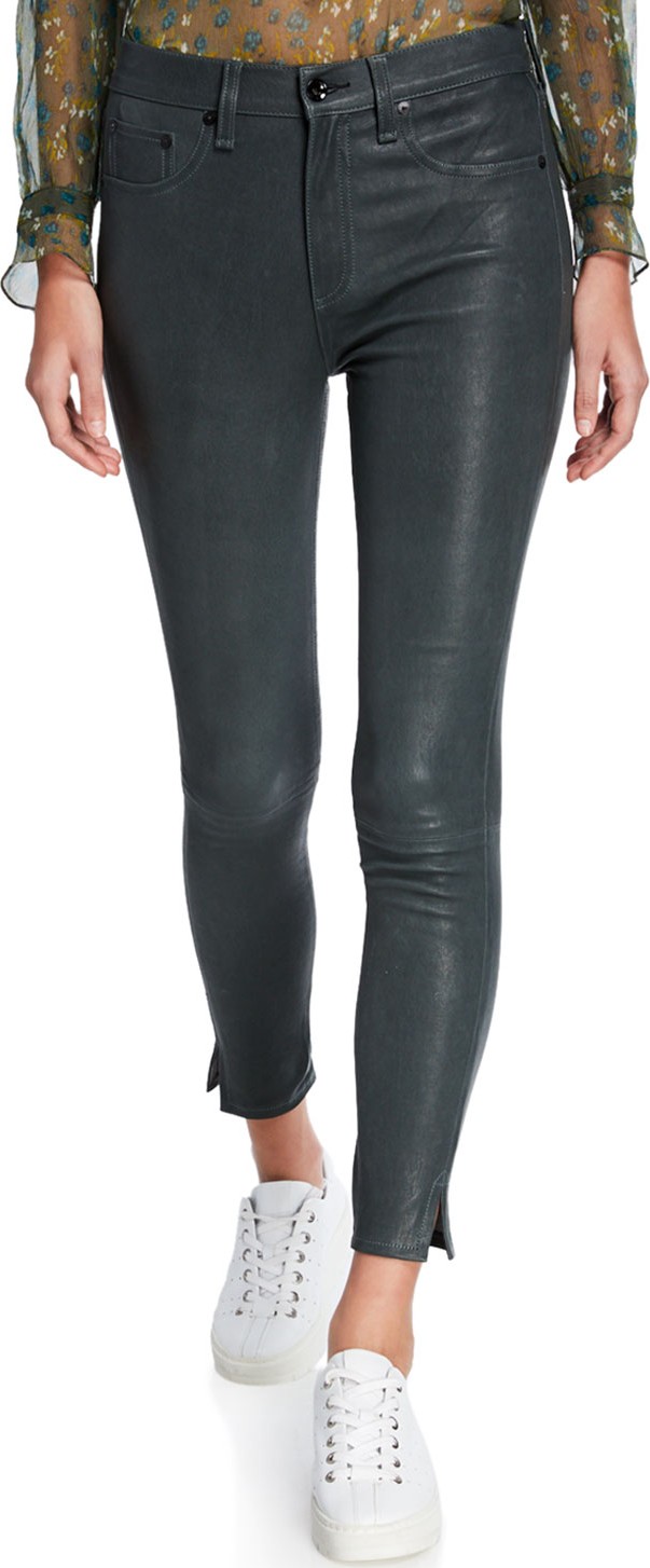 Rag & Bone High-Rise Ankle Skinny Leather Pants