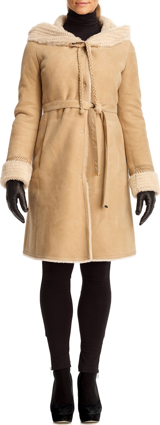 Gorski Shearling Lamb Reversible Parka Coat with Perforated Hood & Cuffs Gorski Shearling Lamb Reversible Parka Coat with Perforated Hood & Cuffs