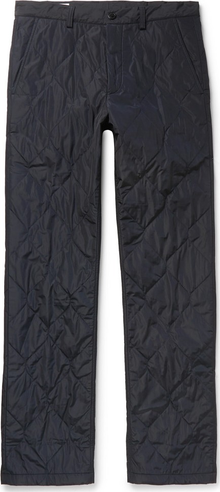 Dries Van Noten Navy Slim-Fit Quilted Tech-Shell Trousers