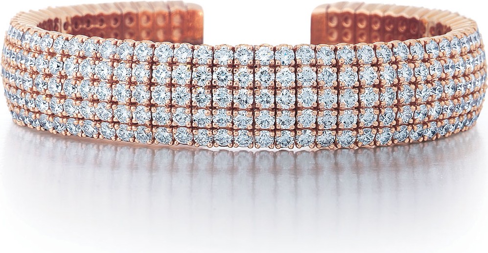 Norman Silverman 18k Rose Gold 5-Row Diamond Cuff Bracelet