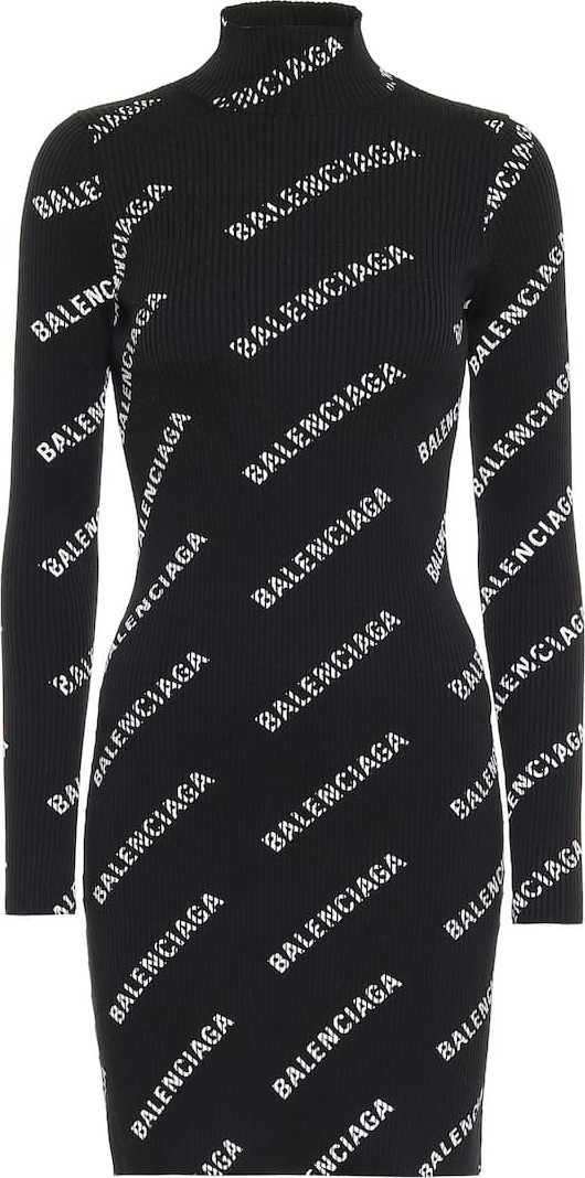 Balenciaga Logo stretch-knit minidress
