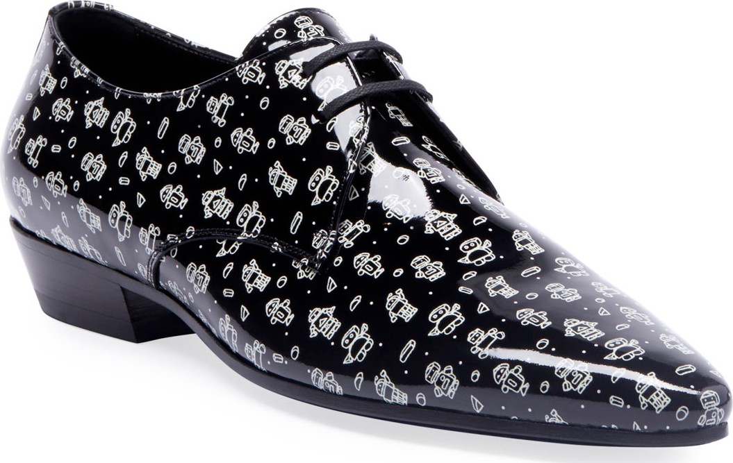 Saint Laurent Men's Graphic Lace-Up Derby Shoes