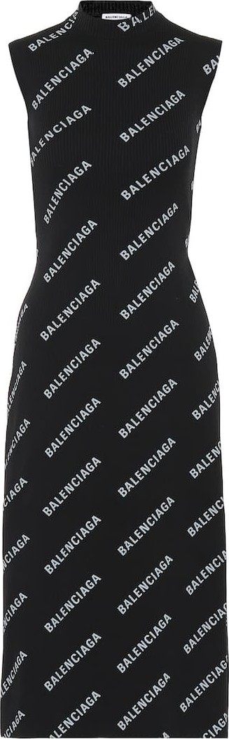 Balenciaga Logo-printed ribbed dress