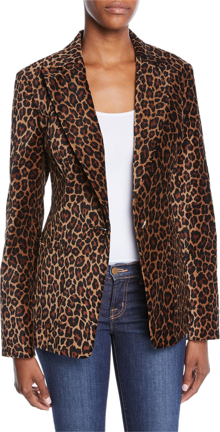 A.L.C. Mercer Leopard-Print Tailored Jacket