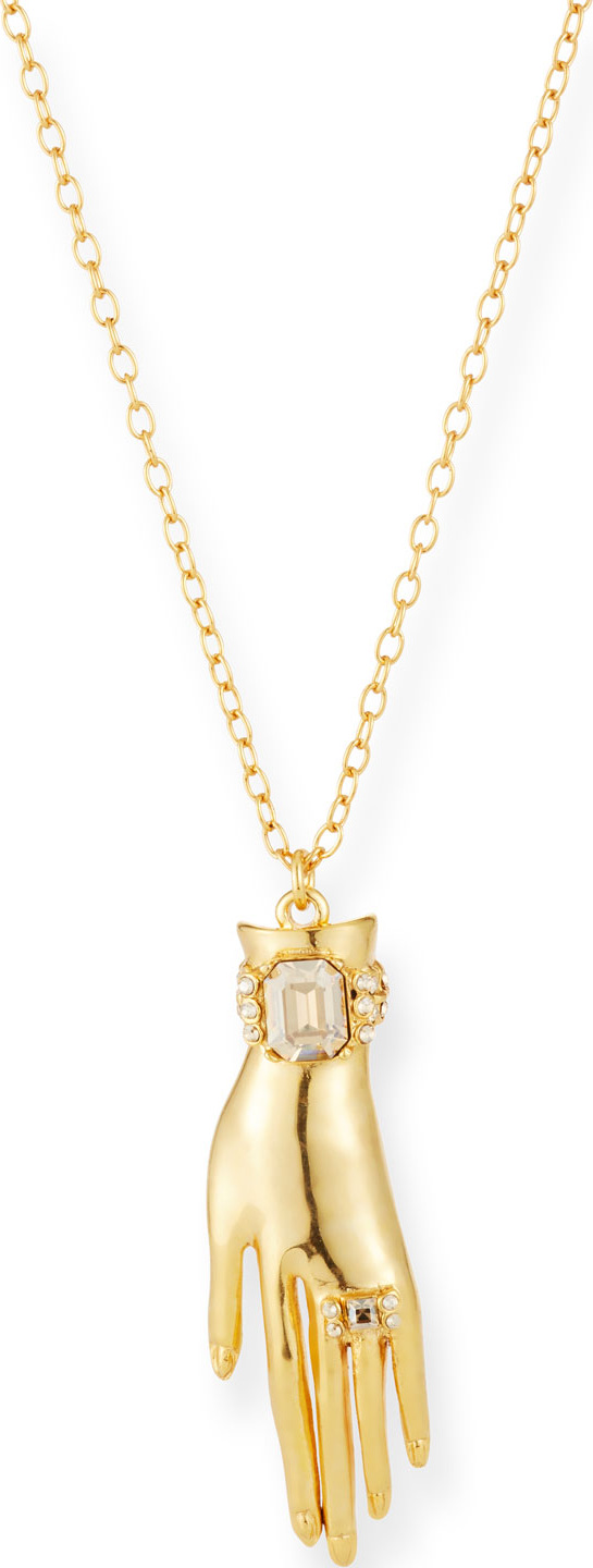 Oscar De La Renta Crystal Hand Pendant Necklace