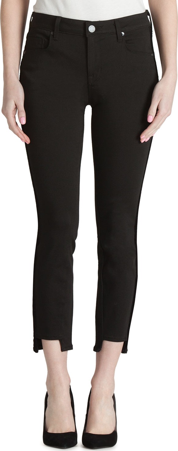 Parker Smith Twisted Tuxedo Step-Hem Skinny Jeans with Velvet Stripes