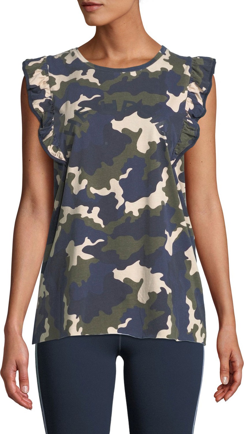 The Upside Camo-Print Frill Muscle Tank