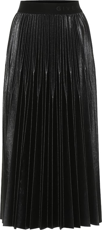 Givenchy Varnished jersey pleated midi skirt