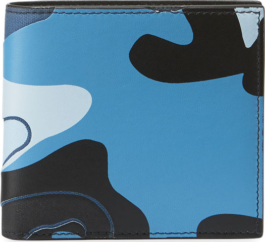 Valentino Men's Camo-Print Leather Bifold Wallet