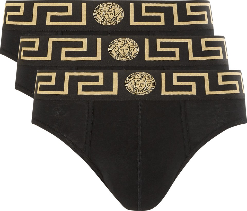 Versace Three-Pack Logo-Detailed Stretch-Cotton Briefs