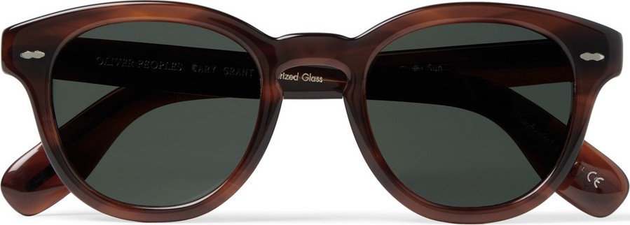 Oliver Peoples Cary Grant Round-Frame Tortoiseshell Acetate Polarised Sunglasses