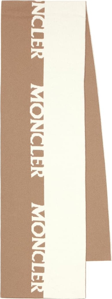 Moncler Logo wool and cashmere scarf