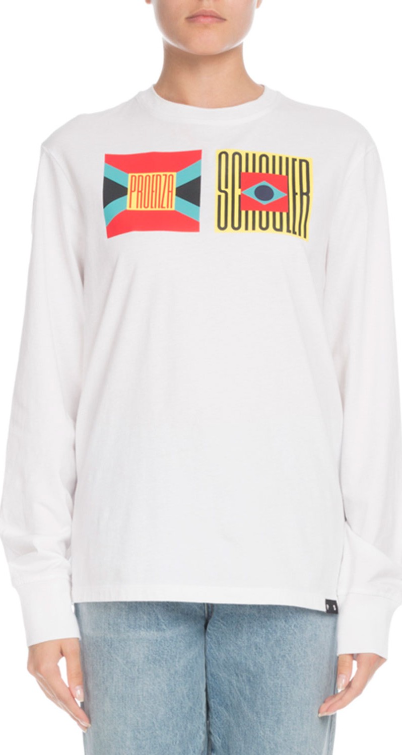 Proenza Schouler PSWL Crewneck Logo Long-Sleeve Tee